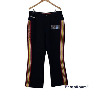 Revolt‎ racing striped wide leg vintage denim jeans